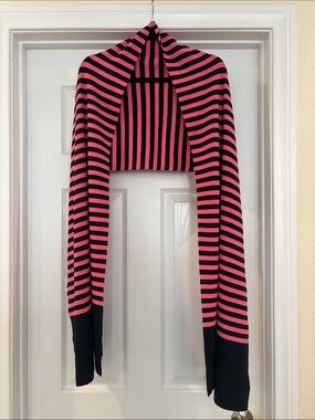 J. Crew Pink and Black Striped Knit Wrap Scarf